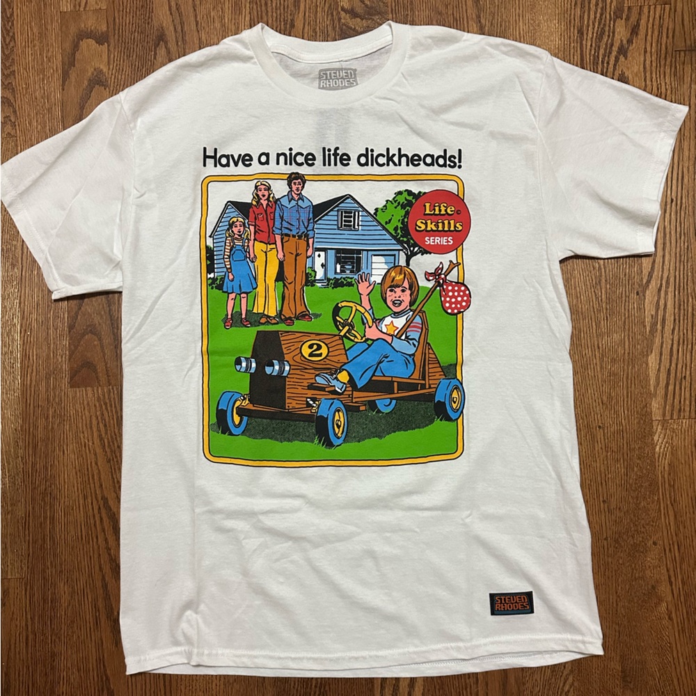 Funny humorous t shirt Have A Nice Life Di#%heads Retro Vintage 70’s look L - Picture 2 of 7